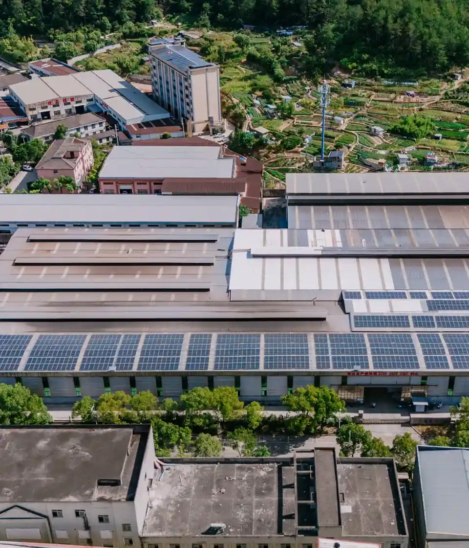 Aerial view of the Thaida seamless tube factory in Thailand with rooftop solar panels
