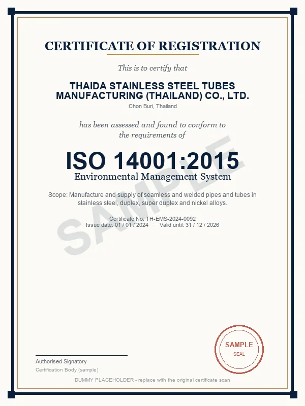 ISO 14001:2015 Environmental Management System certificate
