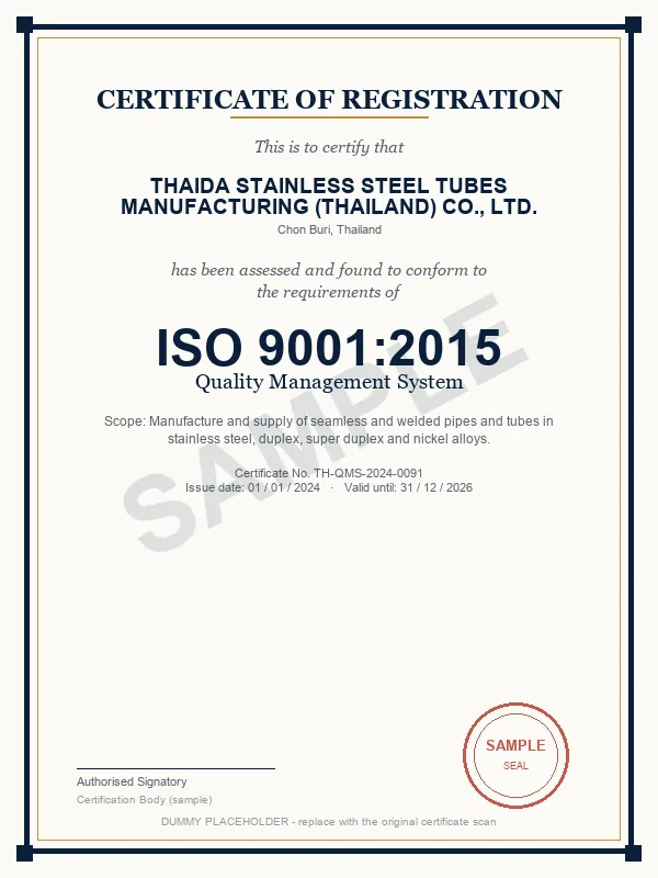 ISO 9001:2015 Quality Management System certificate